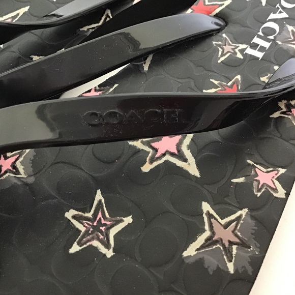 COACH ABBIGAIL BLACK STAR PATTERN FLIP FLOPS 5/6 - Picture 5 of 12